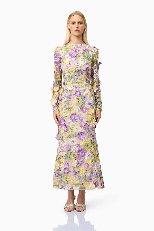 Midi dresses with button - down skirts for a unique and functional design Shannon 3D Floral Midi Dress