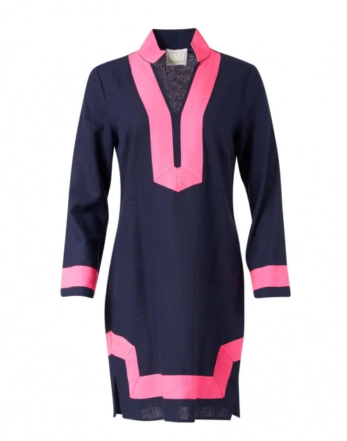  Navy and Pink Linen Tunic