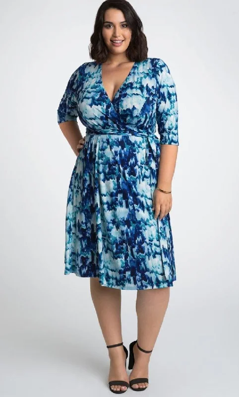 Maternity dress for a baby's first visit to the amusement park Kiyonna Essential Wrap Short Plus Size Dress