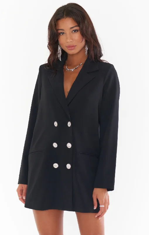 Velvet mini dresses for autumn weddings Bling Blazer Dress ~ Black Suiting