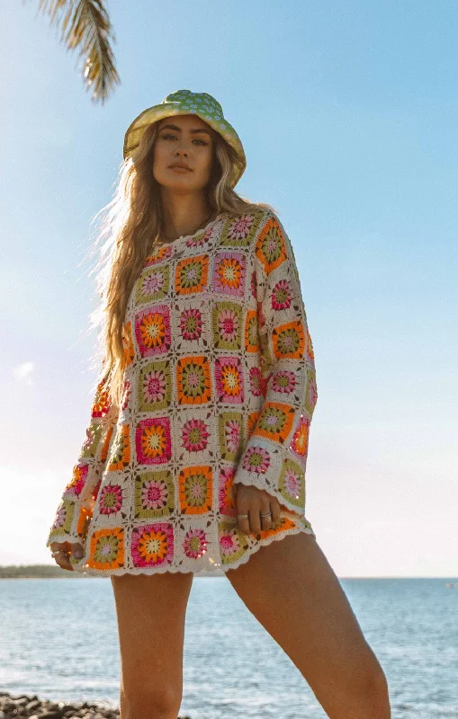 Plaid mini dresses for fall fashion Mamacita Coverup ~ Tutti Frutti Crochet