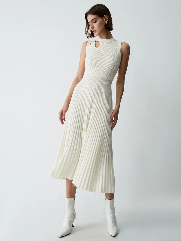 Midi dresses with puff sleeves for a vintage - inspired look BerryBetty - Vanilla Cutout Rib Midi Sweater Dress Midi dresses with puff sleeves for a vintage - inspired look BerryBetty - Vanilla Cutout Rib Midi Sweater Dress