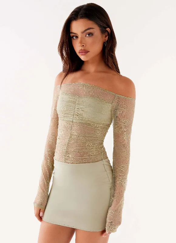 Mini dresses with tassel accents for a fun touch Collide Lace Mini Dress - Sage
