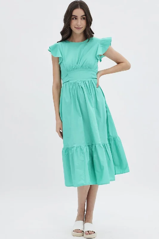 Midi dresses with pleated skirts for a timeless and elegant appeal Green Tie Back Midi Dress Midi dresses with pleated skirts for a timeless and elegant appeal Green Tie Back Midi Dress