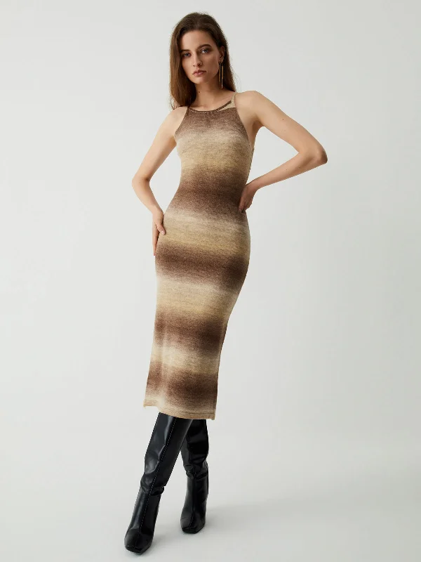 Midi dresses with metallic threads for a glamorous evening event BerryBetty - Dawn Ombre Midi Sweater Dress