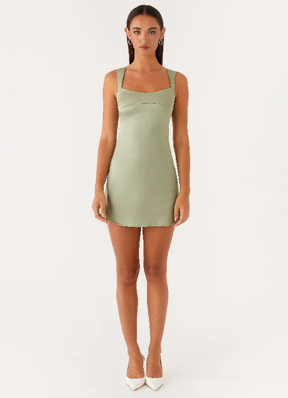 Everyday Dress with Durable Polyester - cotton Blend for Long - lasting Wear Odette Satin Mini Dress - Sage Everyday Dress with Durable Polyester - cotton Blend for Long - lasting Wear Odette Satin Mini Dress - Sage