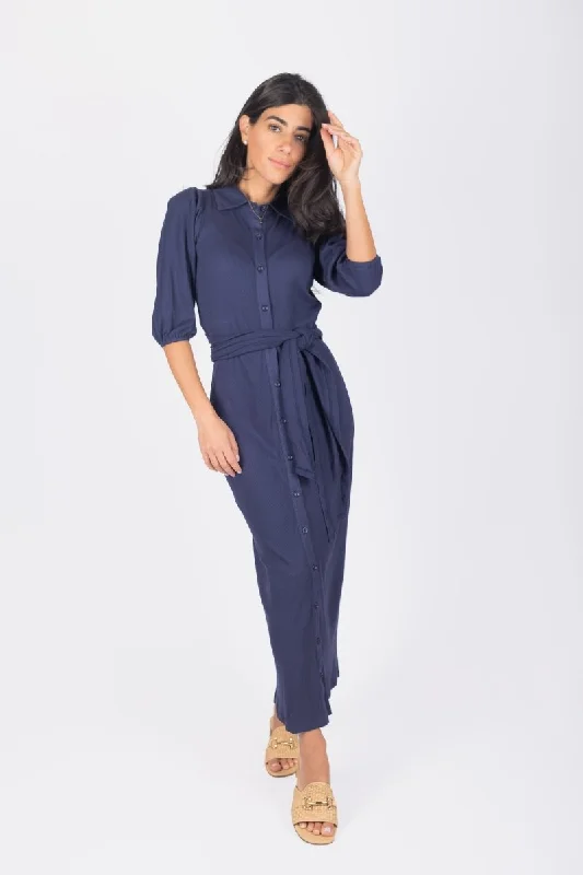 Everyday Dress with Water - resistant Coating for Outdoor Activities NAOMI DRESS 3/4 SLEEVES (NAVY) Everyday Dress with Water - resistant Coating for Outdoor Activities NAOMI DRESS 3/4 SLEEVES (NAVY)