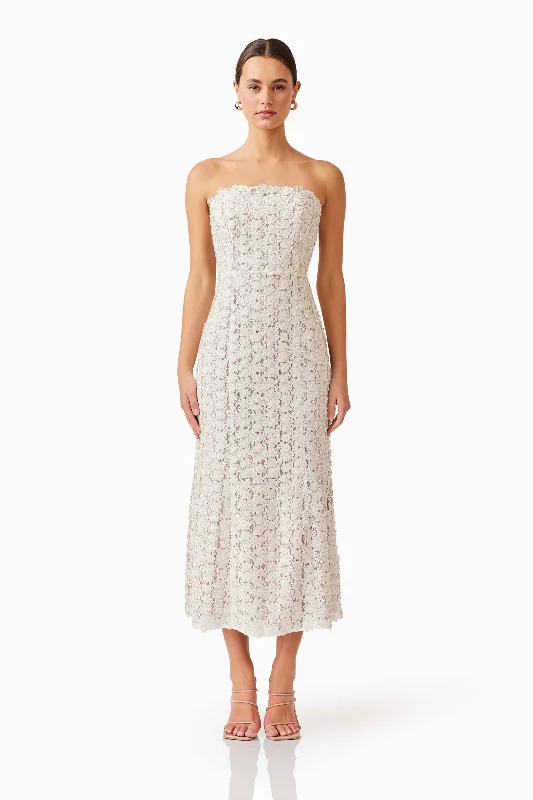 Midi dresses with halter necks for a stylish and comfortable option Cali Strapless Midi Dress in White