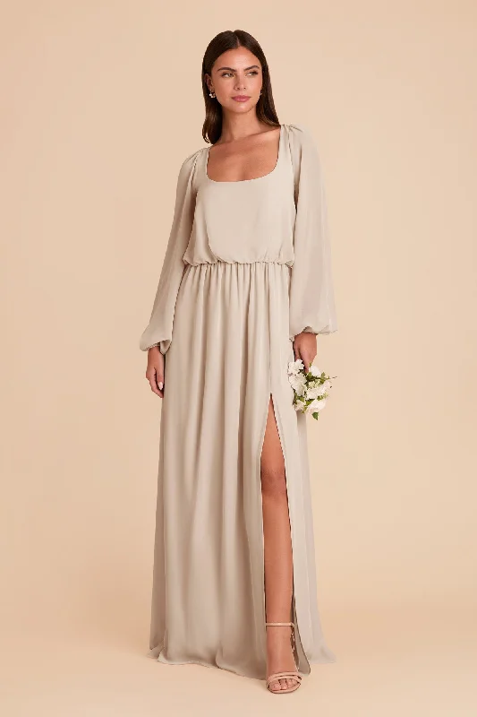 Maternity dress for a baby's first visit to the wildlife sanctuary Eloise Chiffon Dress - Neutral Champagne Maternity dress for a baby's first visit to the wildlife sanctuary Eloise Chiffon Dress - Neutral Champagne