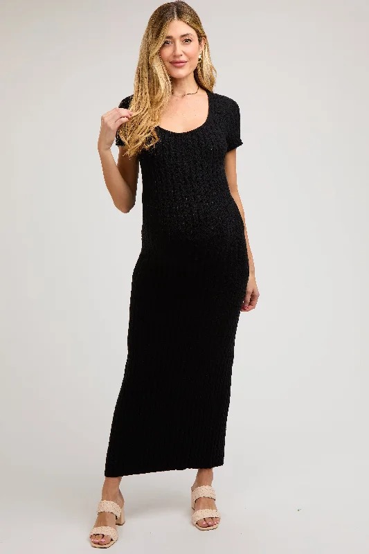Maternity dress for a baby's first visit to the museum Black Cable Knit Maternity Sweater Dress Maternity dress for a baby's first visit to the museum Black Cable Knit Maternity Sweater Dress