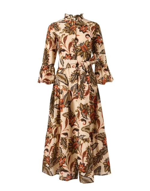  Roxie Beige Print Cotton Voile Dress