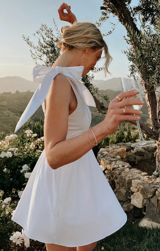 Mini dresses with ruched bodices for a feminine touch Claire Mini Dress ~ White Poplin