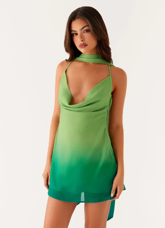 Mini dresses with mesh panels for a sexy and trendy look Parma Mini Dress - Green Ombre