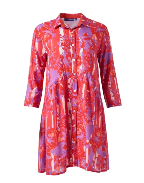 Everyday Dress with Removable Accessories for Customization Deauville Coral Floral Print Shirt Dress Everyday Dress with Removable Accessories for Customization Deauville Coral Floral Print Shirt Dress