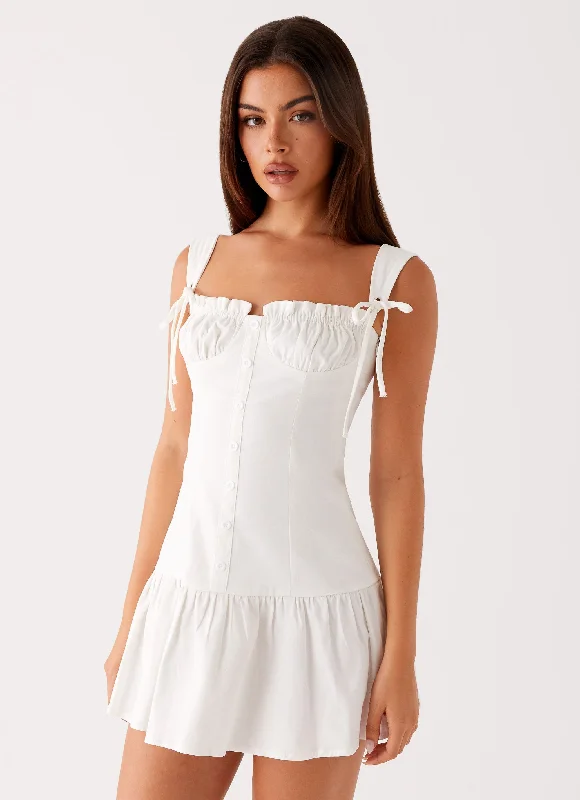 Mini dresses with side slits for a sexy appeal Miami Mini Dress - White