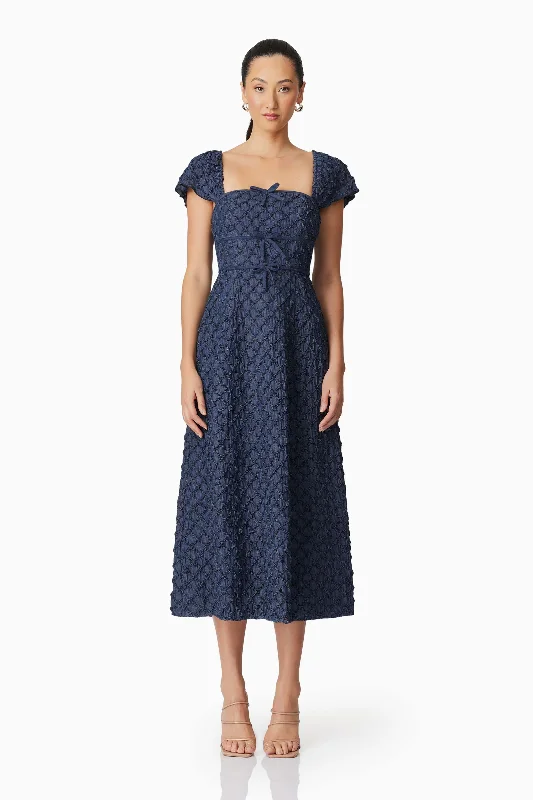 Midi dresses with tiered skirts for a bohemian festival look Keeley Midi Dress in Blue