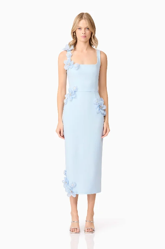 Midi dresses with fringe details for a fun and energetic style Chantelle 3D Midi Dress In Blue Midi dresses with fringe details for a fun and energetic style Chantelle 3D Midi Dress In Blue