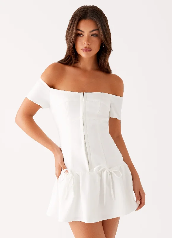 Mini dresses with patchwork designs for a unique style Penny Mini Dress - White