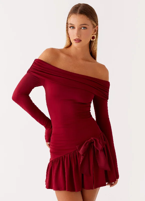 Mini dresses with off - the - shoulder styles Grazia Mini Dress - Red