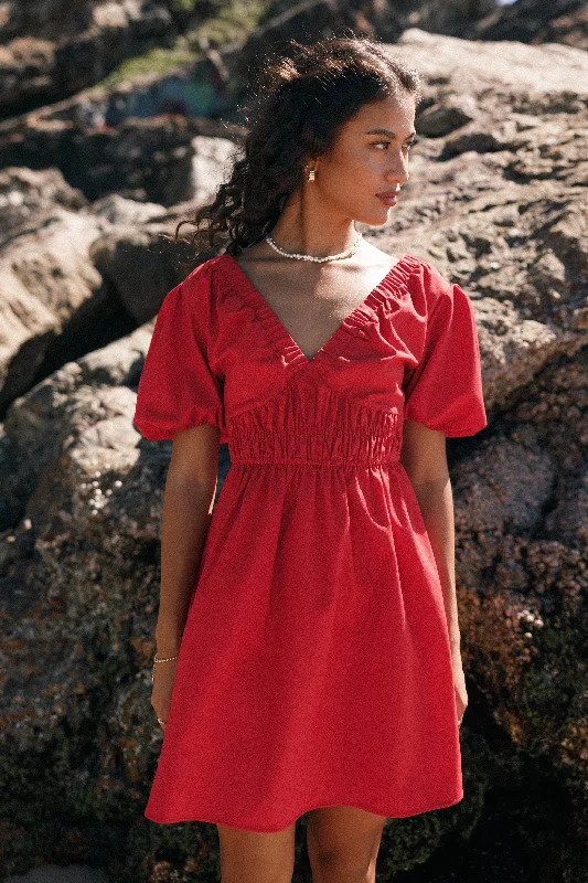 Mini dresses with tassel accents for a fun touch Astrid Mini Dress - Red
