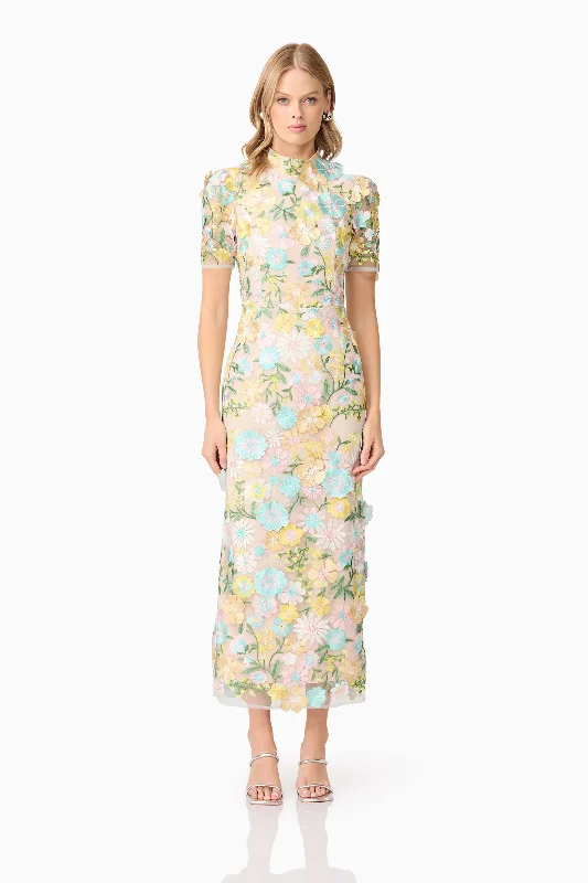 Midi dresses with belted waists to accentuate the figure Oslo 3D Floral Midi Dress