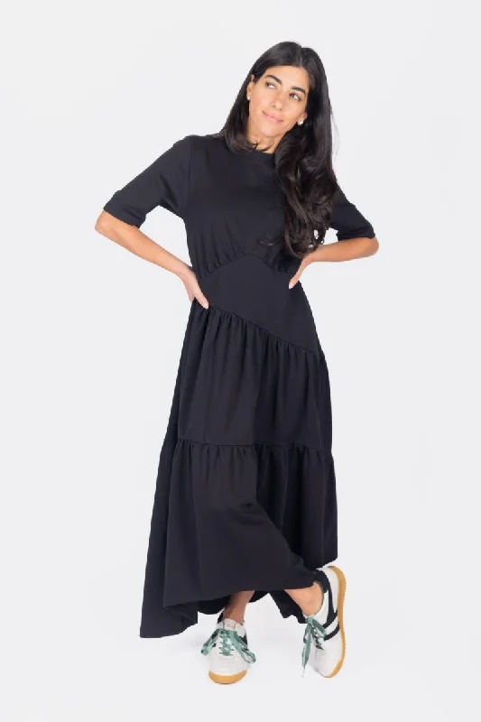 Everyday Dress with Open - back Design for a Modern Look​ DANIELLA DRESS (BLACK)