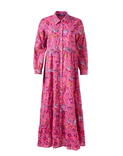  Jinette Pink Print Shirt Dress