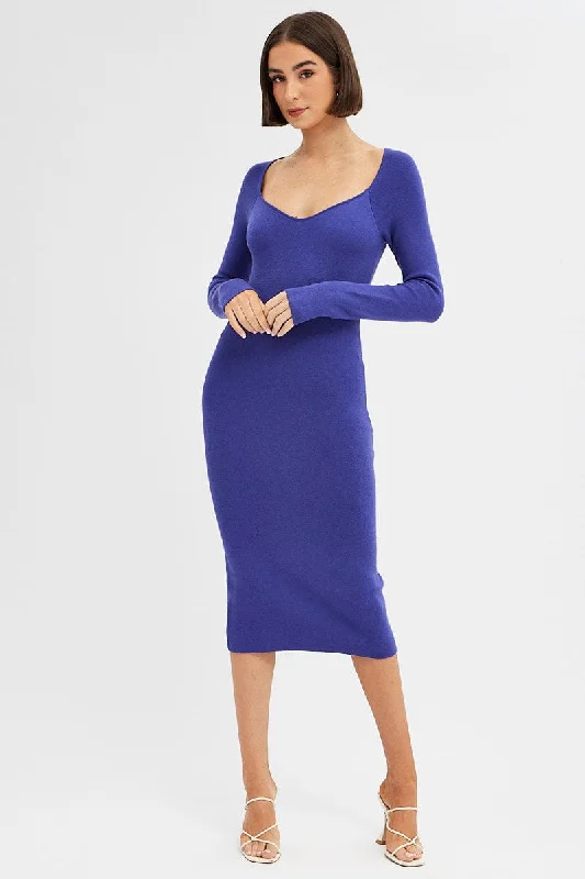 Midi dresses with printed lining for a hidden and stylish detail Purple Midi Dress Long Sleeve Sweetheart Neckline Knit Midi dresses with printed lining for a hidden and stylish detail Purple Midi Dress Long Sleeve Sweetheart Neckline Knit