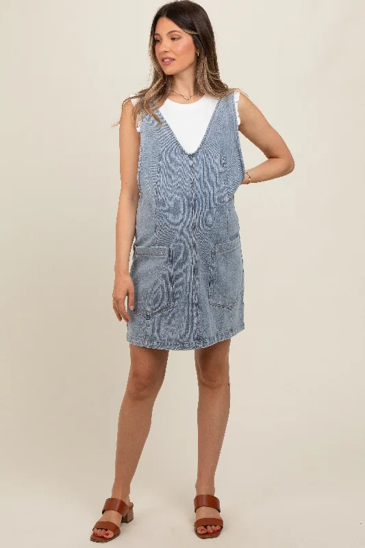 Maternity jersey dress for comfort Light Blue Denim Front Pocket Maternity Skirt Overalls Maternity jersey dress for comfort Light Blue Denim Front Pocket Maternity Skirt Overalls