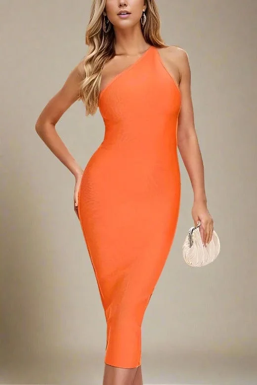  Joi Bodycon Midi Dress - Apricot Orange