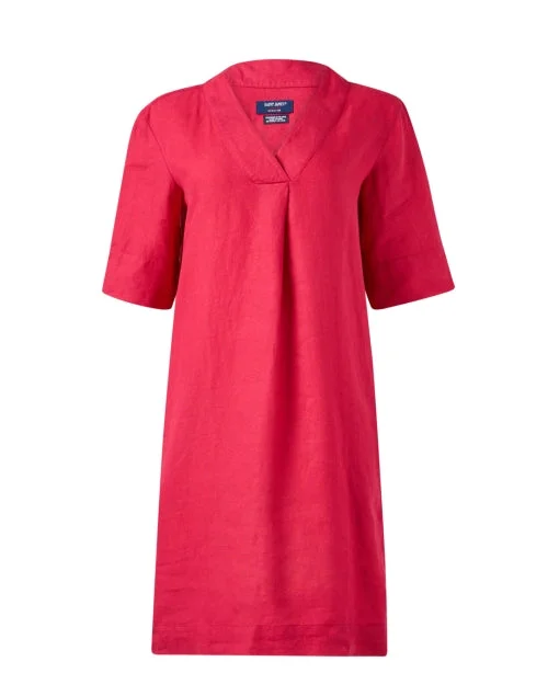 Everyday Dress with Keyhole Back for a Stylish Detail​ Rose Pink Linen Dress