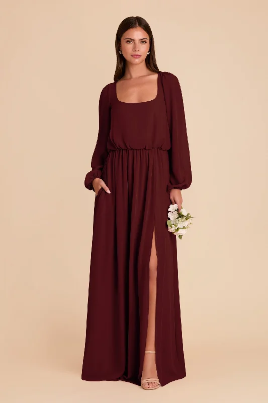 Maternity dress for work in a professional style Eloise Chiffon Dress - Cabernet