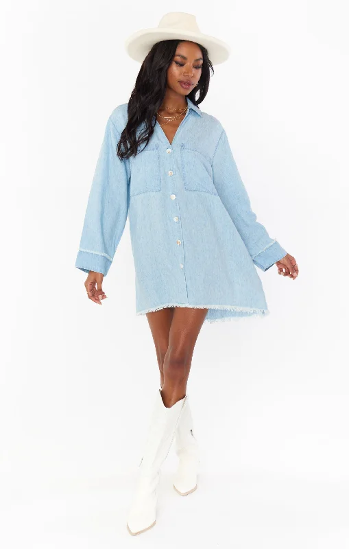 Animal print mini dresses for a bold statement Wilmington Shirt Dress ~ Light Chambray Animal print mini dresses for a bold statement Wilmington Shirt Dress ~ Light Chambray