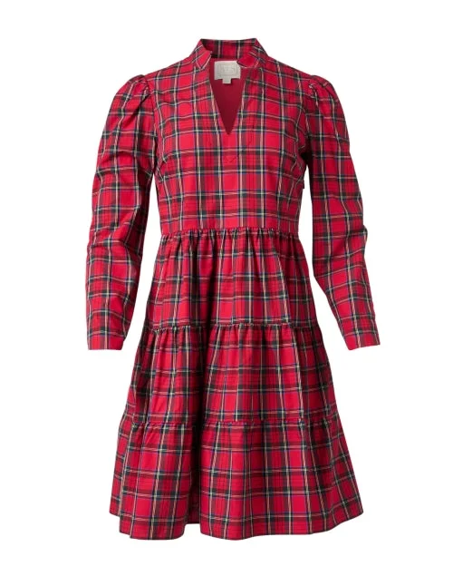  Red Multi Plaid Tunic Dress