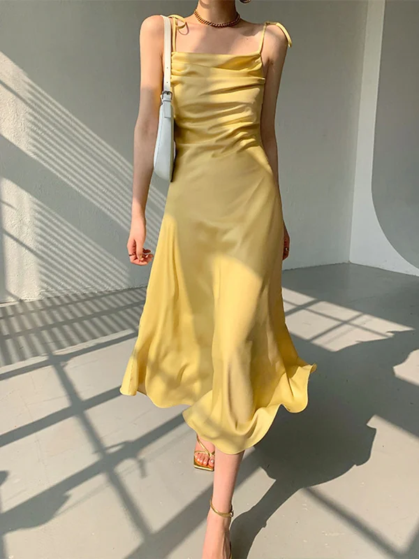 High - low midi dresses with geometric patterns for a modern party BerryBetty - Moving Feast Cowl Neck Satin Midi Dress High - low midi dresses with geometric patterns for a modern party BerryBetty - Moving Feast Cowl Neck Satin Midi Dress