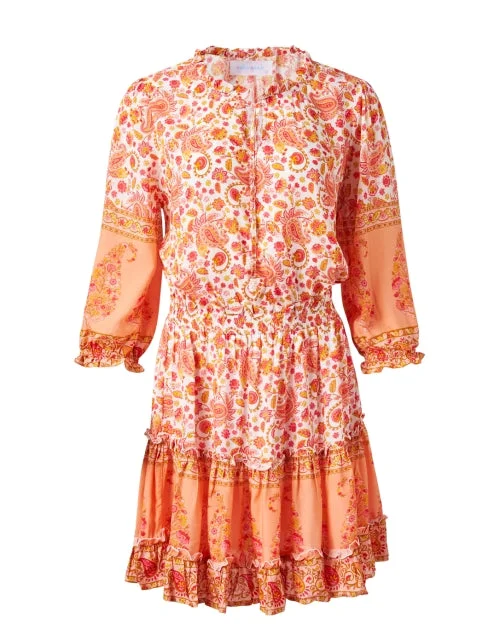  Ibiza Orange Multi Print Dress