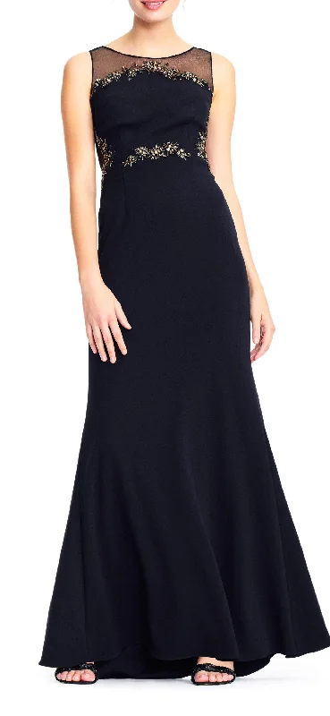 Maternity dress for a dinner date with partner Adrianna Papell AP1E202366 Long Formal Sleeveless Mesh Dress Maternity dress for a dinner date with partner Adrianna Papell AP1E202366 Long Formal Sleeveless Mesh Dress