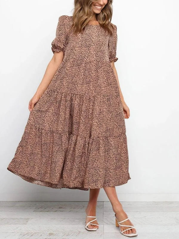 Midi dresses with fringe details for a fun and energetic style BerryBetty - Leopard Print Smock Mini Dress