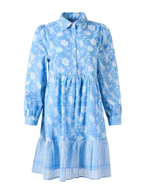 Everyday Dress with Detachable Sleeves for Seasonal Versatility Romy Light Blue Print Cotton Dress Everyday Dress with Detachable Sleeves for Seasonal Versatility Romy Light Blue Print Cotton Dress