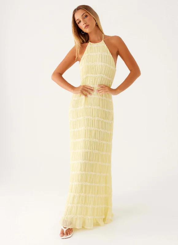Everyday Dress with Ruffled Collar for a Girly Appeal​ Aullie Maxi Dress - Yellow