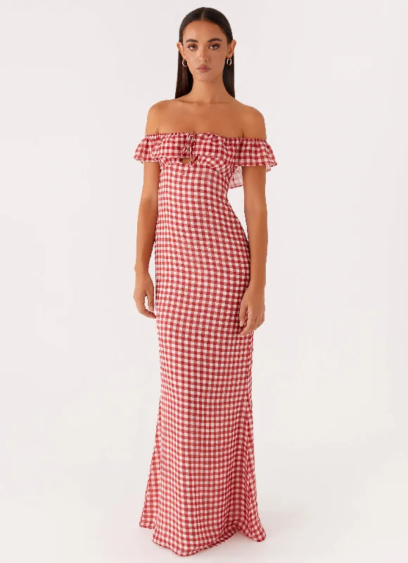  Scarlet Cherry Maxi Dress - Red Gingham