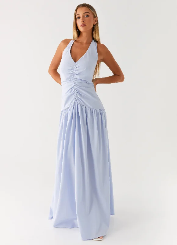 Everyday Wrap Dress with Adjustable Belt​ Worth The Wait Maxi Dress - Heather Blue