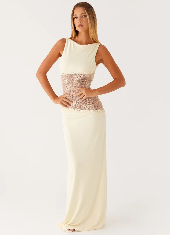 Everyday Dress with Solid - color Bodice and Printed Skirt for a Contrast Look Lucinda Maxi Dress - Yellow Everyday Dress with Solid - color Bodice and Printed Skirt for a Contrast Look Lucinda Maxi Dress - Yellow