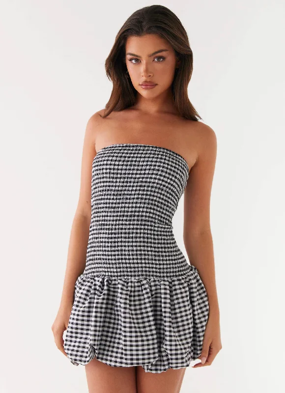 Mini dresses with button - down fronts Martell Mini Dress - Black Gingham