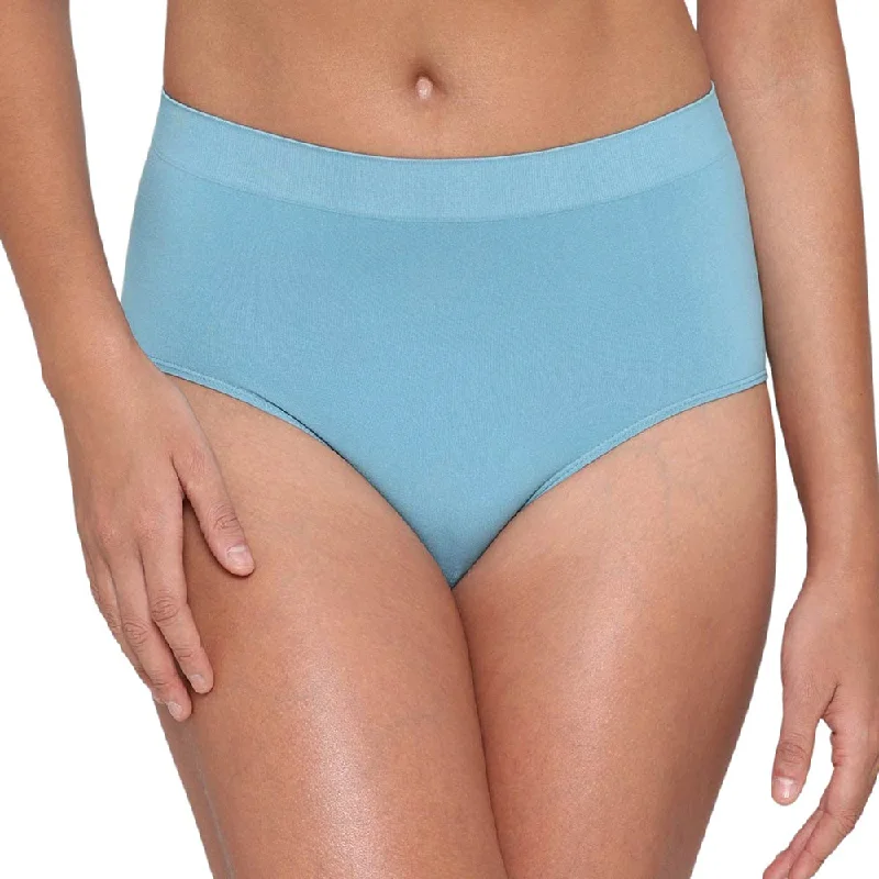 Women's satin - finished briefs for a smooth touchFirm Fit High Waist Full Coverage Everyday Wear Brief Panty - Blue