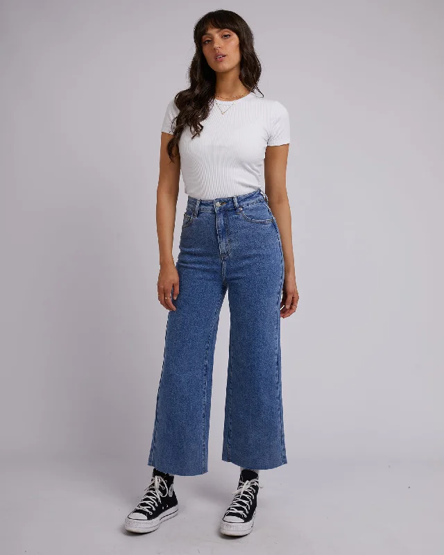 Plus Size Women's Corduroy Tight Trousers in Olive Green for a Retro and Cozy VibeAll About Eve Charlie High Rise Wide Leg Jean Dark Blue