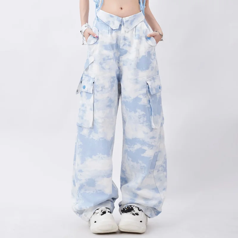 Plus Size Women's Printed Tight Trousers in Floral Patterns for a Spring - Inspired OutfitCloud 9 Cargos