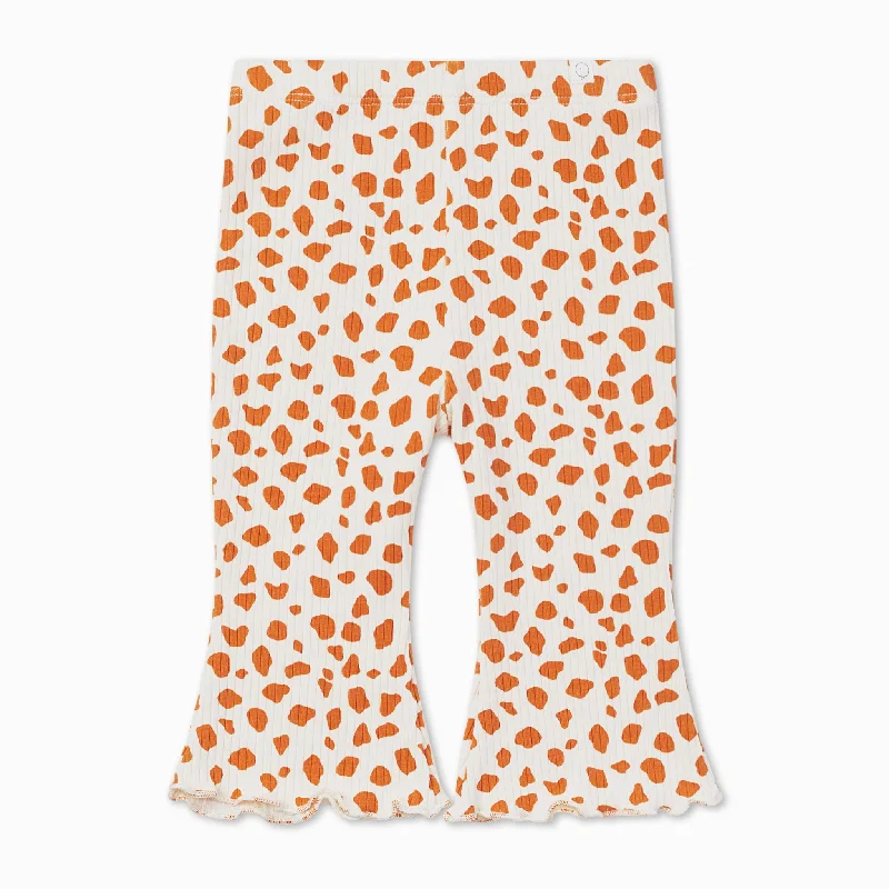 Giraffe Spot Ribbed Flared Trousers