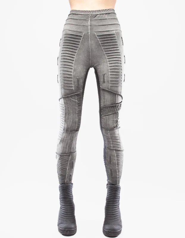 Women's Faux Leather Tight Trousers with Studded Details in Brown for an Edgy StyleLEGGINGS OVERLAY W Women's Faux Leather Tight Trousers with Studded Details in Brown for an Edgy StyleLEGGINGS OVERLAY W