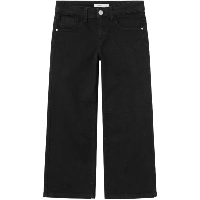 Capri Length Women's Printed Yoga Pants for Workout SessionsName It Black Rose Wide Twill Pants Noos